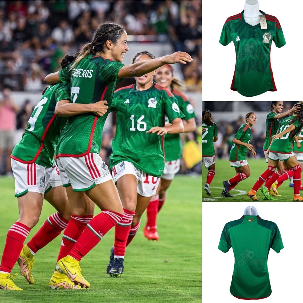 adidas Mexico Women's Green and Red Soccer Jersey